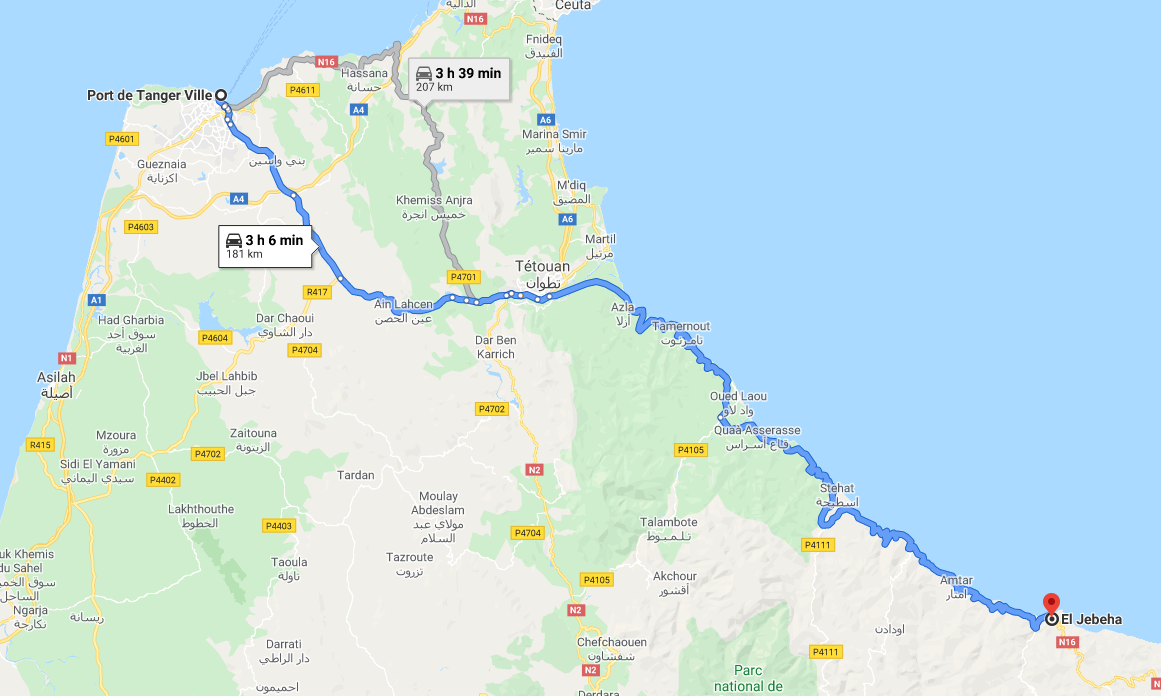 Traslado Puerto Tánger Ville a El Jebha
