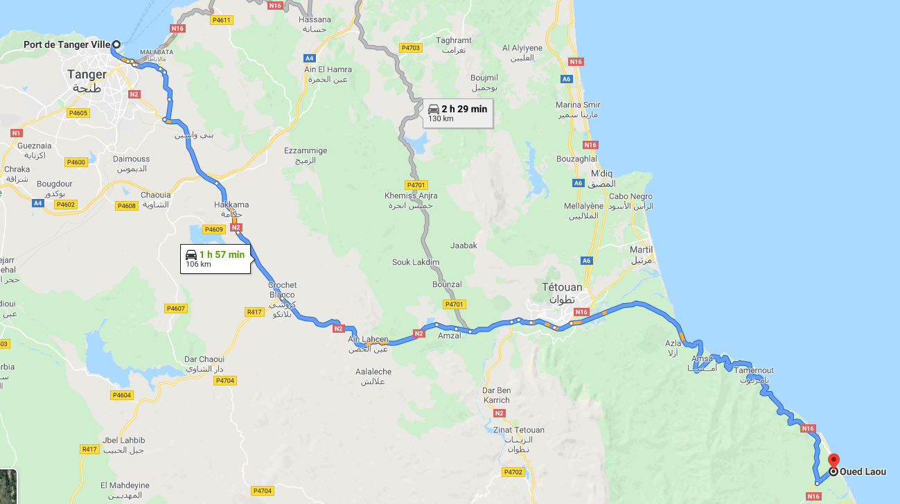 Traslado Puerto Tánger Ville a Oued Laou