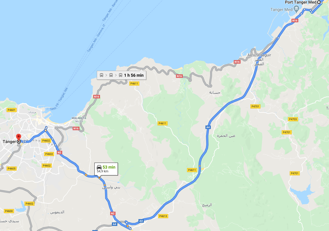 Traslado Puerto Tánger Med a centro ciudad