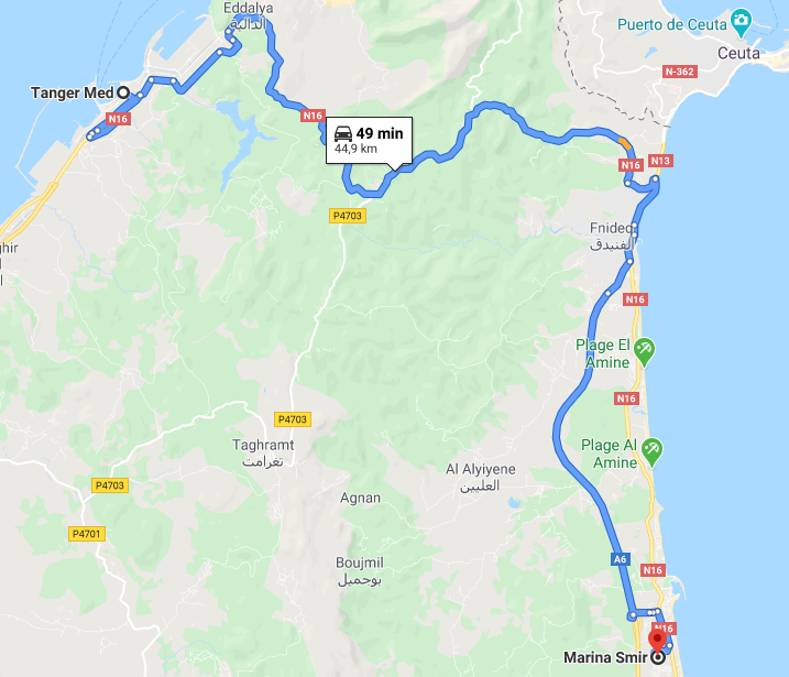 Traslado Puerto Tánger Med a Marina Smir